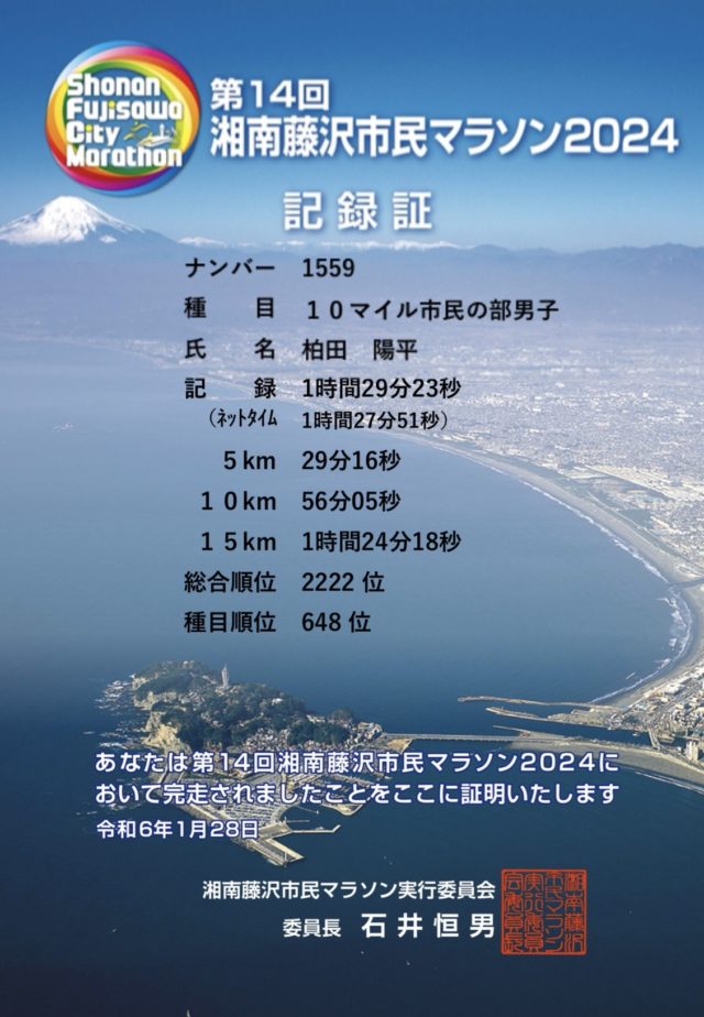 マラソン記録証